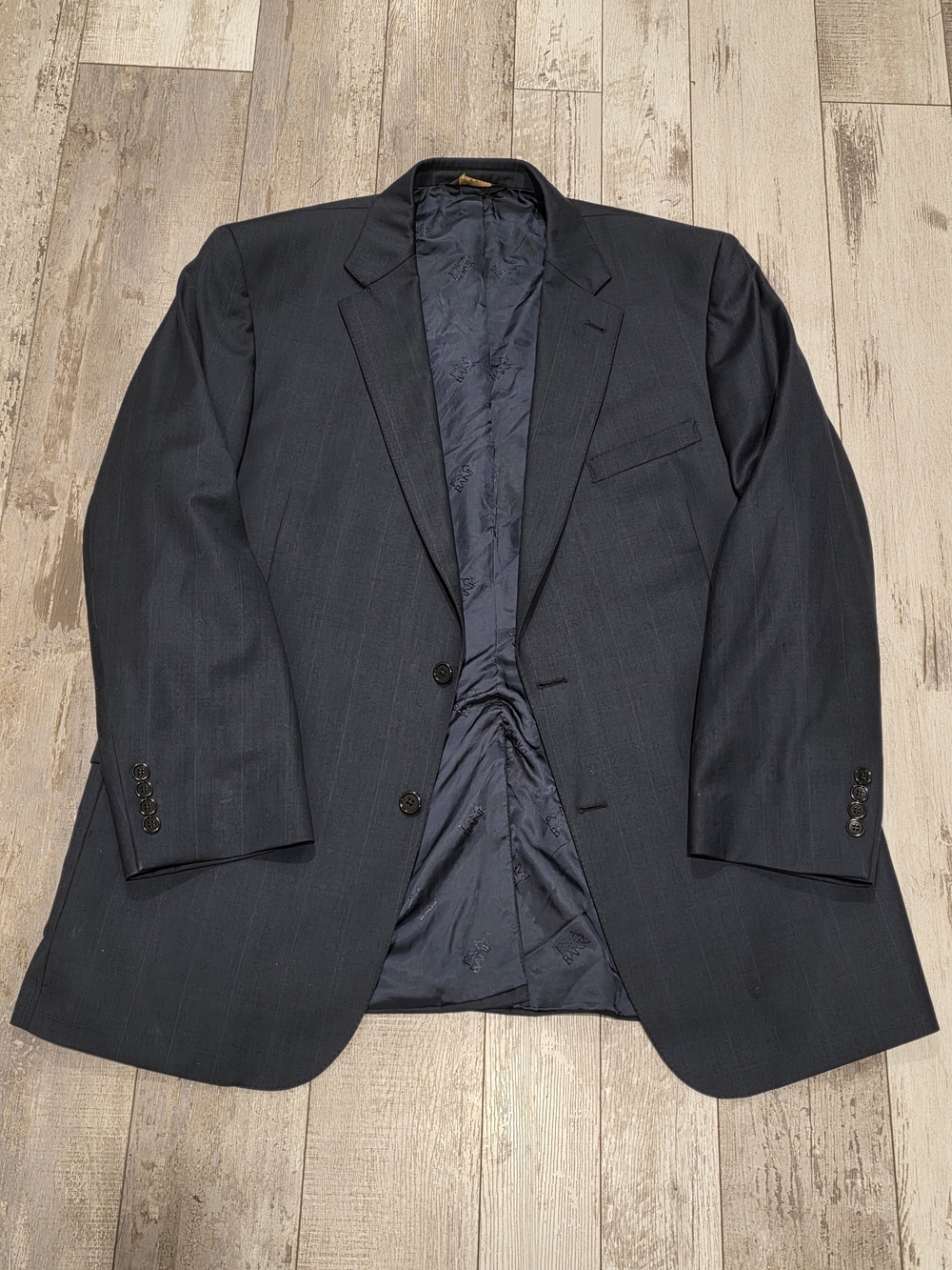 48L Mens Jos. A. Bank Signature Gold Blazer Dark Blue Wool Windowpane Sport Coat